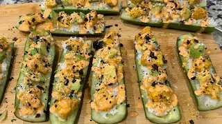 Make this if you have cucumbers at home! Easy cucumbers sushi boats