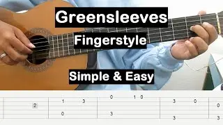 Greensleeves Guitar Tutorial Fingerstyle Guitar Tab "Simple & Easy" Guitar Lessons for Beginners
