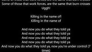 Rage Against The Machine - Killing In The Name - Lyrics Scrolling