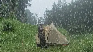 SIX DAY INTENSE RAIN IN INDIAN TENT - Solo Camping Heavy rain - (ASMR)