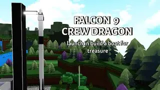 Falcon 9 crew dragon launch (reusable first stage) in build a boat for treasure