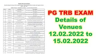 PG TRB EXAM Details of Venues Examination not held on Date: 12/02/2022 to 15/02/2022
