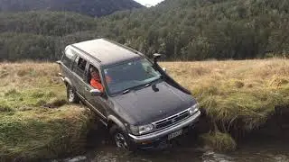 JDM R50 Nissan Terrano, dropping into creek, New Zealand
