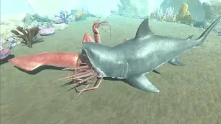 🦈🌊 Giant Shark vs. Giant Squid in Animal Revolt Battle Simulator! 🦑🌊