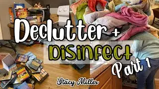 DECLUTTER AND DISINFECT PART 1 | CLEANING MOTIVATION | Stacy Miller