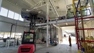 Разгрузка деаэратора Энтророс весом 1400 кг