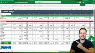 Monthly Excel Budget Template | How to Cashflow with Daily Income, Expenses, Budget