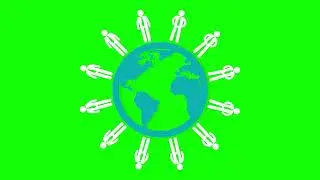 business peoples around the world icon green screen | animated icon green screen