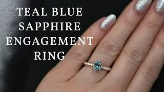 1.4 Carat Teal Blue Sapphire Ring | Montana Sapphire Engagement Ring