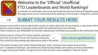 New FTO Rankings! - How To Submit PB Results