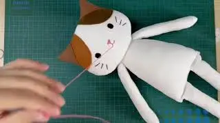 How to embroider the nose and mouth - Cat doll sewing Pattern - LuLuHappyArt