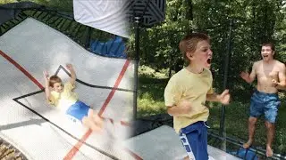 First QUAD FLIP Landed on BACKYARD OLYMPIC TRAMP