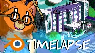 Graduate Cat and the Hospital Diorama (Blender Toon Shader Timelapse)