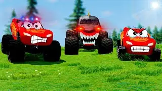 Angry Monster Trucks VS Monster Lightning McQueen in BeamNG.drive