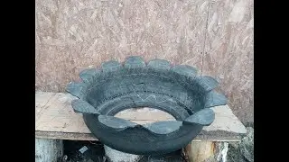 Flower bed made from a tire. Part 1