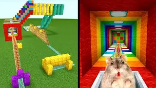 Hamster in AMAZING RAINBOW MAZE in MINECRAFT 😲