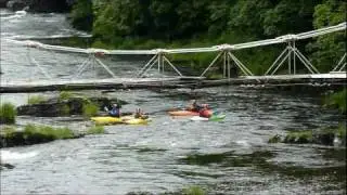 kayaking at Horseshoe falls, Llangollen, Wales