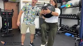 Single leg balance twist with med ball