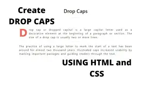how to create DROP CAPS using HTML and CSS