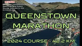 Queenstown International Realty Marathon 2024: fly over the marathon course! Video of the race path.