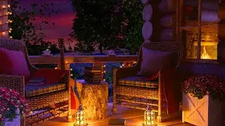 Peaceful Night Porch Ambience | Crickets, Soft Wind, Crackling Flames, Book Pages