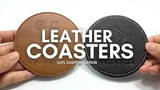 Promotional Custom Logo Debossed PU Leather Coasters for Restaurants and Hotels etc.