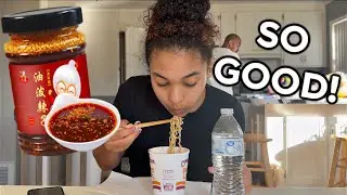 CUP OF NOODLES with HOT CHILI OIL 🔥MUKBANG