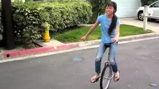 Jamie on bigger unicycle