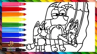 Dibuja y Colorea A Bluey, Bingo Y Bandit 🐶🐕🌳💨 Dibujos Para Niños