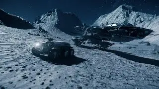 Constellation Andromeda and Ursa Rover exploring Microtech and Delamar.  Star Citizen.