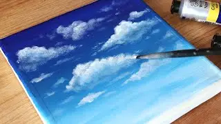 How to paint clouds | Acrylic Painting tutorial for beginners 