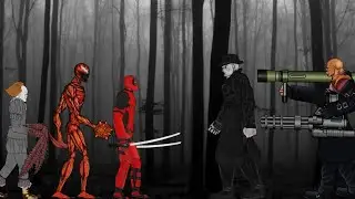 nemesis VS Deadpool, Pennywise, tyrant and carnage. drawing cartoons 2