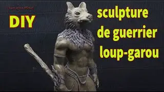 Sculpture en argile, sculpture de guerrier loup-garou, monstre d'argile