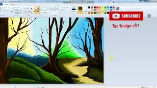 Forest painting on MS Paint | computer drawing | step by step | Realistic trees