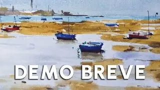 Iniciación en ACUARELA. Demo breve | Barcas azules por Juan Lhara.