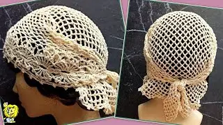 Crochet bandana/kerchief/headdress made from boucle yarn