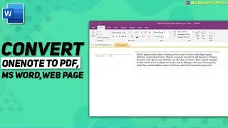 How to Convert OneNote File to MS Word, PDF, Web Page Without Software | F HOQUE |