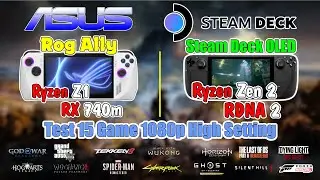 PERFORMANCE SHOWDOWN: Steam Deck OLED & ASUS ROG Ally Z1 Test 15 Games at 720p TDP 15W (SteamOS)