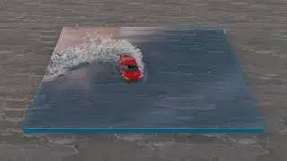 car driving into water = lots of foam