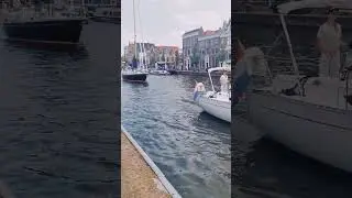 Charming Boats on the River in Haarlem: Dutch Scenic Views 🚤🌊 | #Shorts