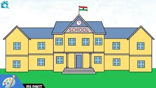 How to Draw a school step by step in Ms Paint