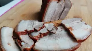 Delicious pork belly in onion skins.