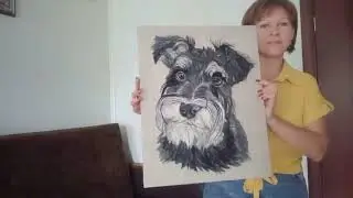 Картины из шерсти. Портрет щенка Резеншнауцера. Настенное панно.