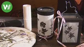 Laternen mit Motiven von gepressten Blüten und Gräsern