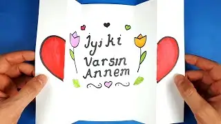 Anneler Günü Sürpriz Kartı Yapımı - Çok Kolay - Anneler Günü Resmi Çizimi