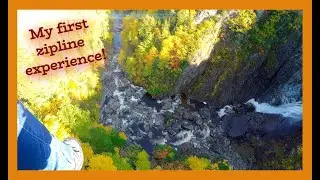 Zipline in Newfoundland, Over a Waterfall, in 4K