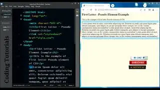 First Letter example of Pseudo Element | @CodingTutorialsOfficial