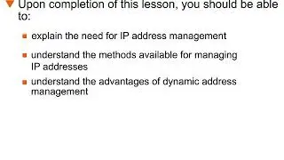 IP Address Management - 3 : Lesson Objectives