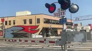 CPKC switchers cross Elm St. in Sudbury
