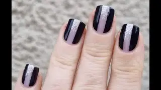 Negative Space BLACK NAILS With Glitter NAIL ART | New Nail Art 2024